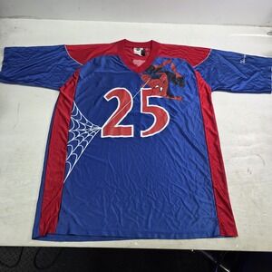 Vintage Y2K Universal Studios Marvel Comics Spiderman‎ Football Jersey #25 XL VG